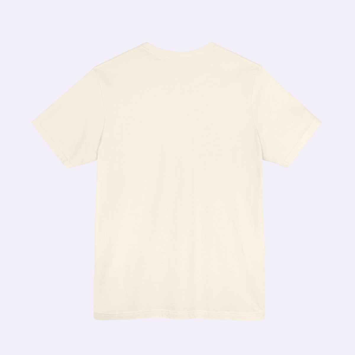 Back view of a PURETE unisex short sleeve jersey t-shirt in a solid cream colour made from soft cotton.