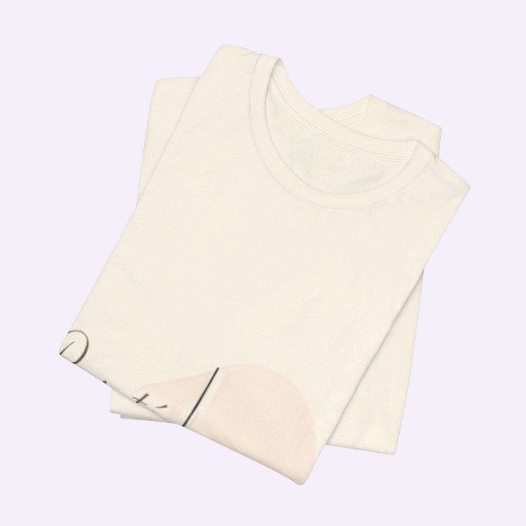 PURETE folded cream unisex jersey short sleeve crew neck t-shirt with minimalist graphic print