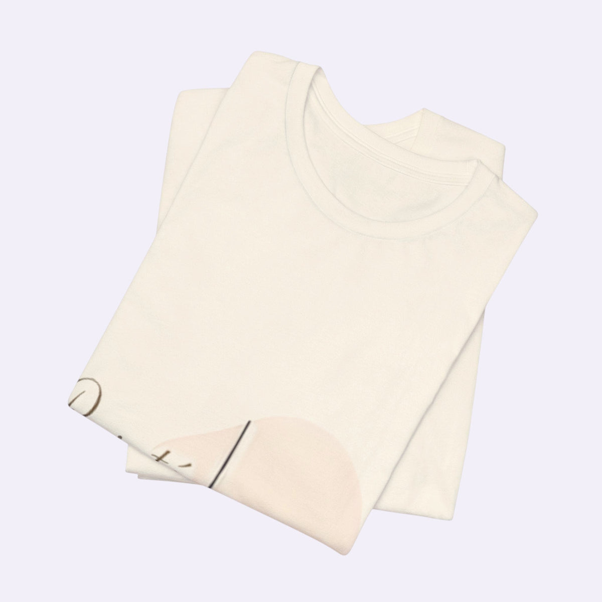 PURETE folded cream unisex jersey short sleeve crew neck t-shirt with minimalist graphic print