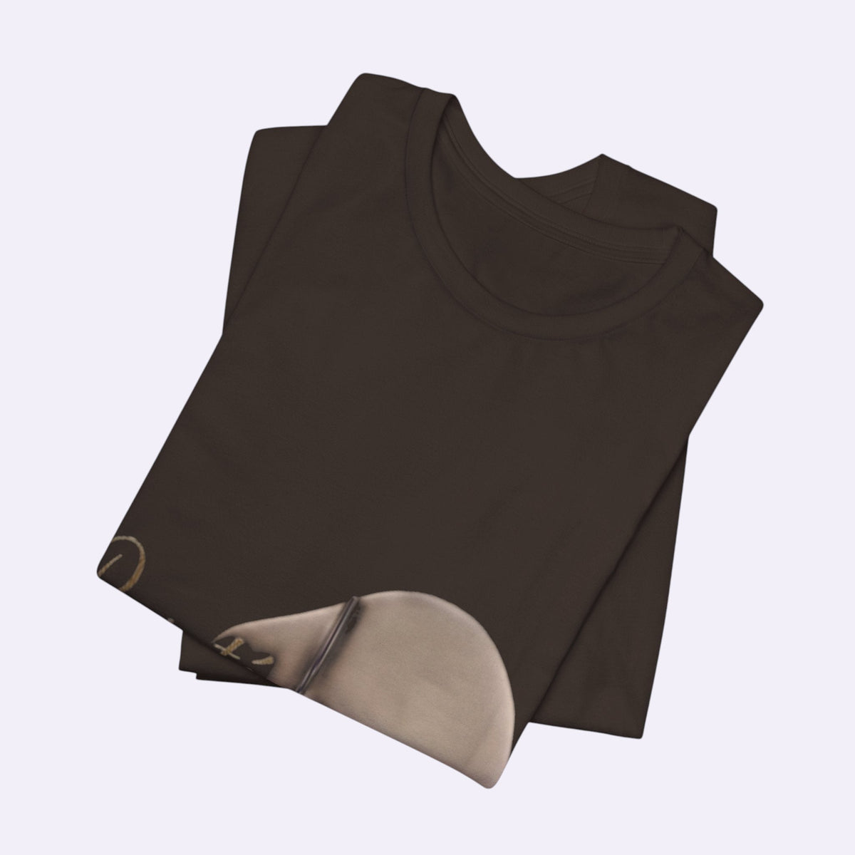 PURETE unisex jersey short sleeve tee in dark brown with a minimalist graphic print on a soft cotton fabric