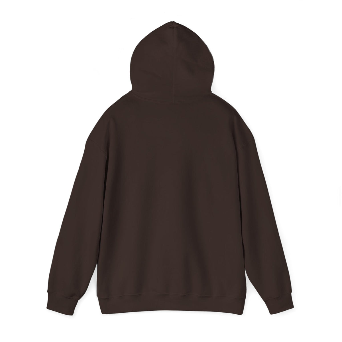 Back view of a PURETE dark brown cotton-blend hoodie with a double-lined hood and long sleeves.