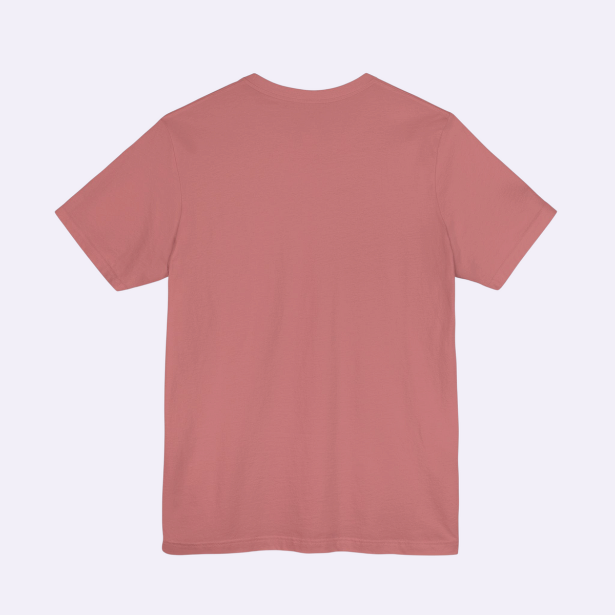 PURETE unisex jersey short sleeve tee in a dusty rose pink cotton fabric, shown from the back view.