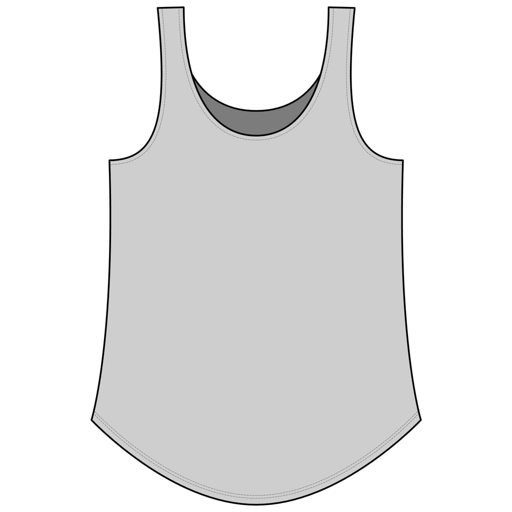PURETE women's grey festival tank top with a scoop neckline and a flattering curved hem in a soft cotton blend