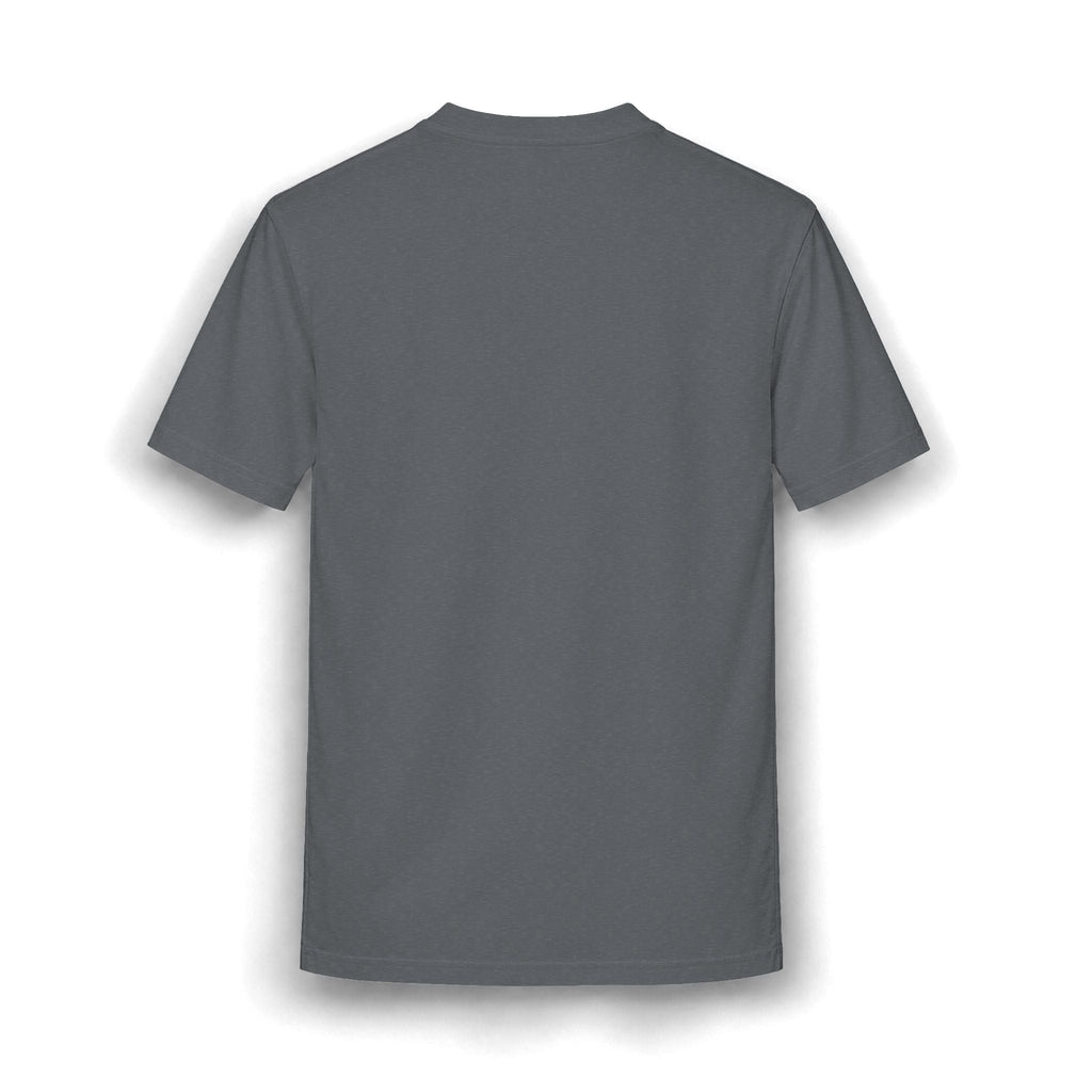 PURETE grey heather relaxed-fit cotton blend t-shirt, back view showing smooth fabric and clean construction.
