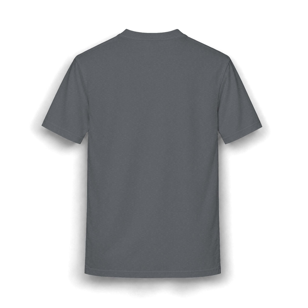 PURETE grey heather relaxed-fit cotton blend t-shirt, back view showing smooth fabric and clean construction.