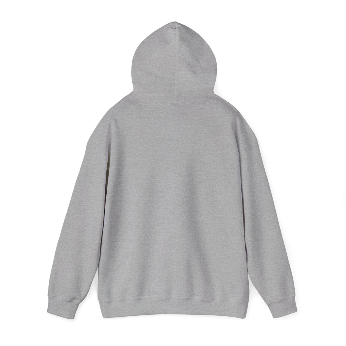 Back view of a PURETE grey cotton-polyester hoodie with a double-lined hood and long sleeves.