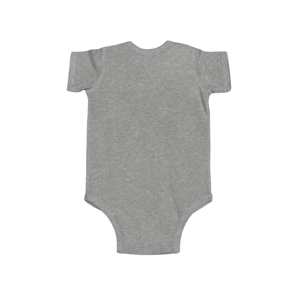 PURETE grey infant bodysuit made of soft combed ringspun cotton with a classic envelope neckline and snap closure