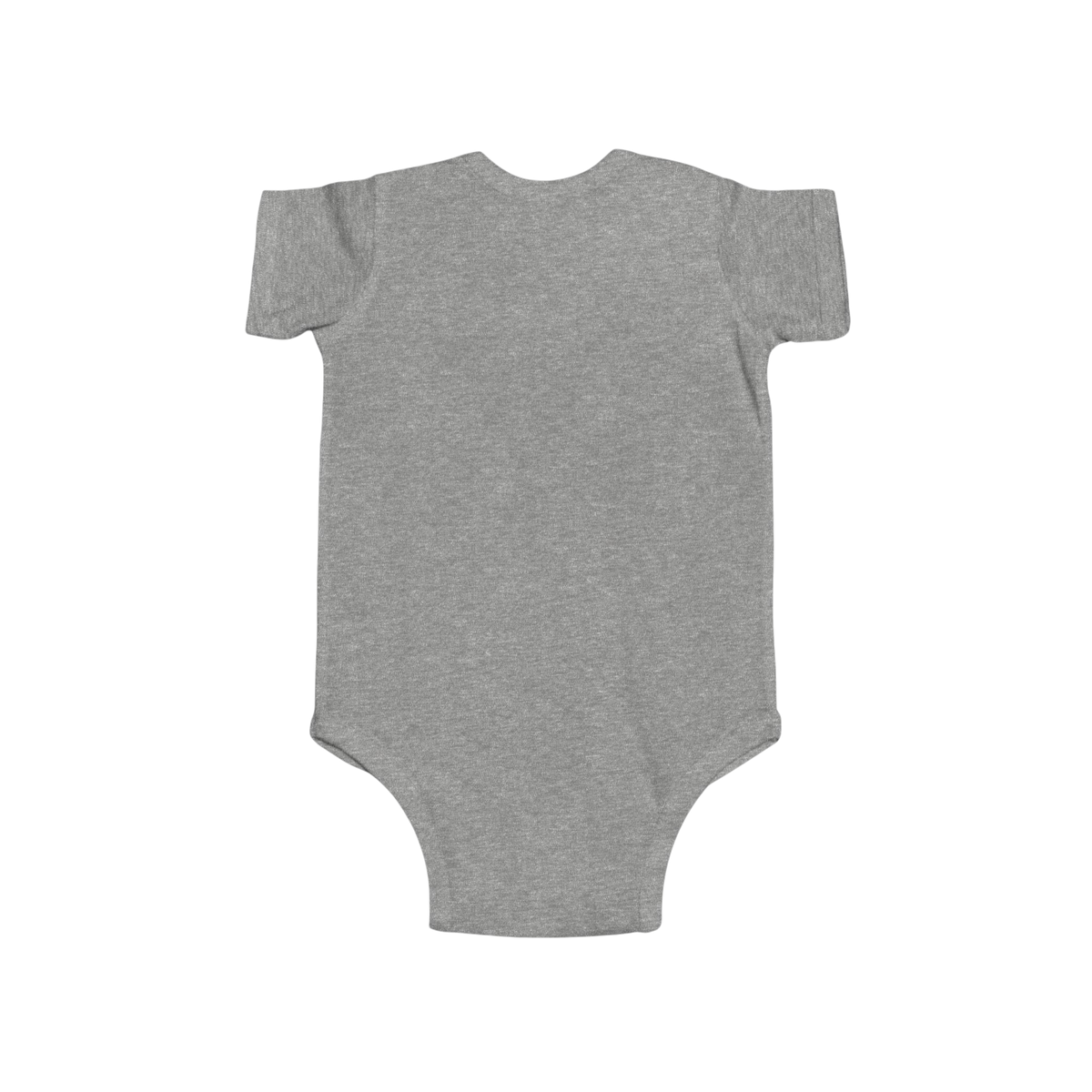 PURETE grey infant bodysuit made of soft combed ringspun cotton with a classic envelope neckline and snap closure