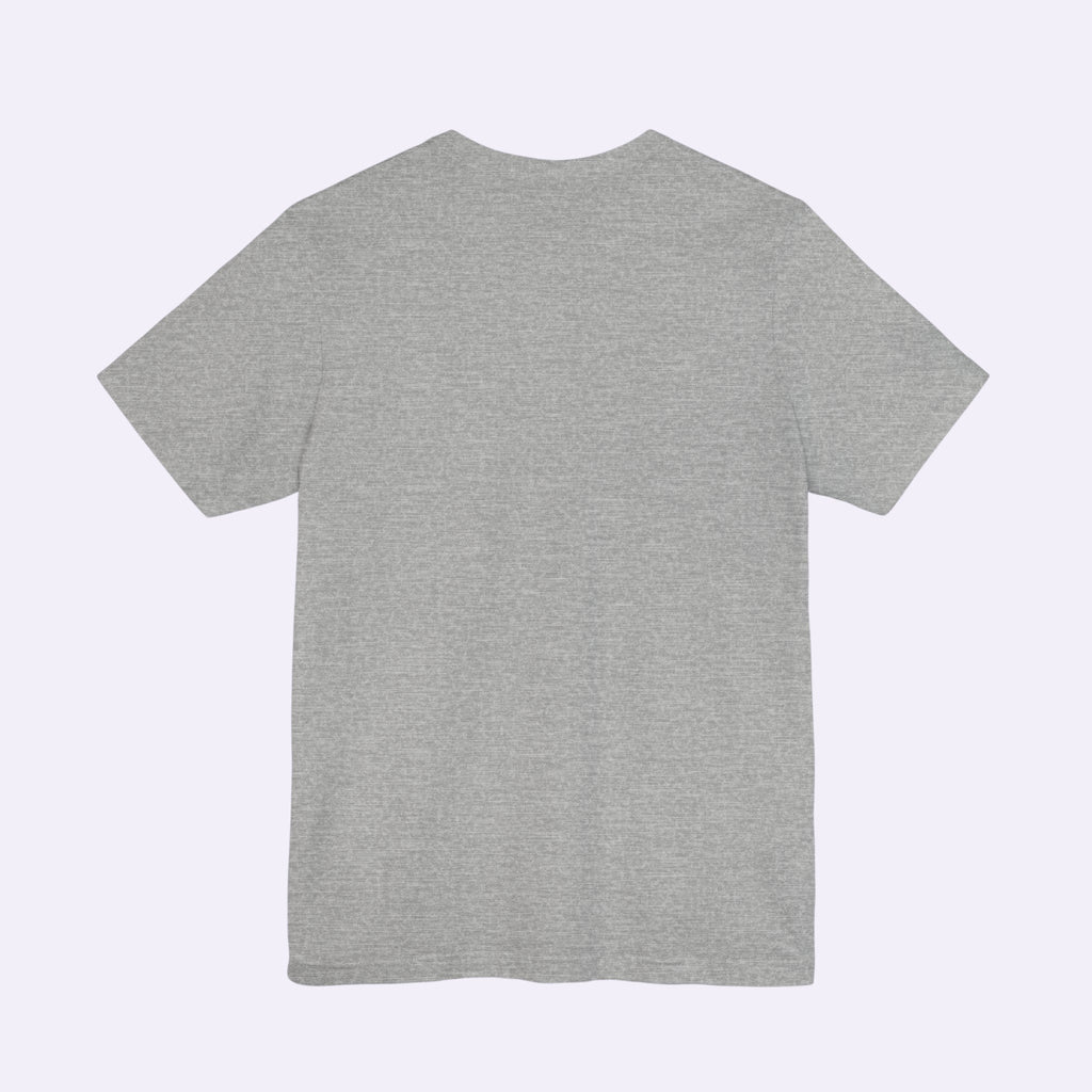 PURETE grey unisex jersey short sleeve t-shirt, back view of a lightweight cotton crew neck tee