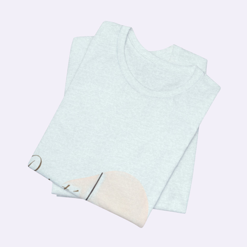 PURETE unisex jersey short sleeve crew neck t-shirt in light blue with a minimalist graphic print