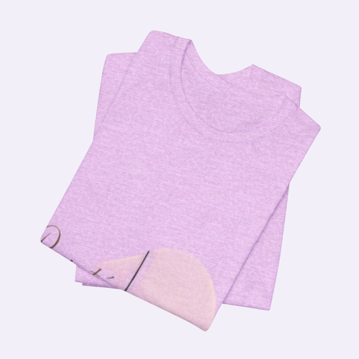 PURETE unisex jersey short sleeve tee in soft light pink cotton with a crew neckline, folded for a neat display.