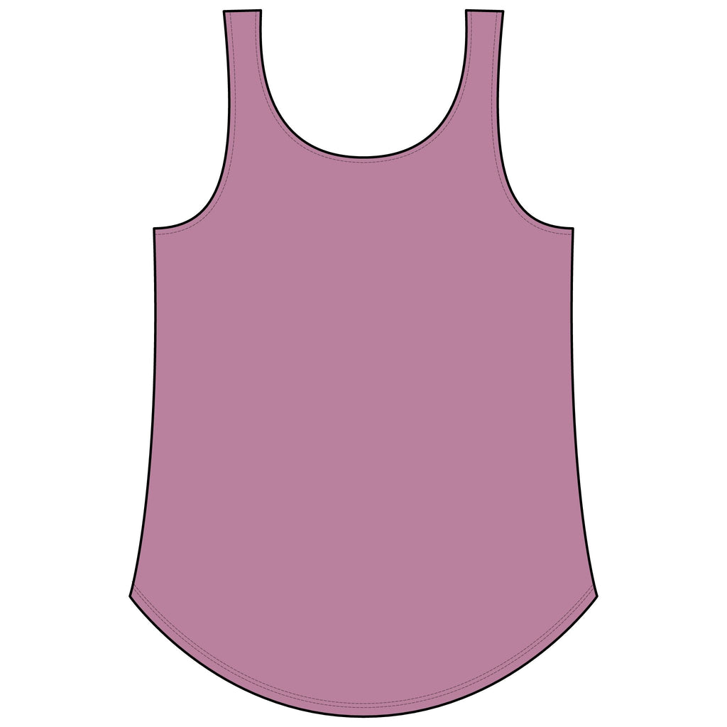PURETE women's mauve festival tank top with a scoop neckline and a curved hem in a soft polyester cotton blend.