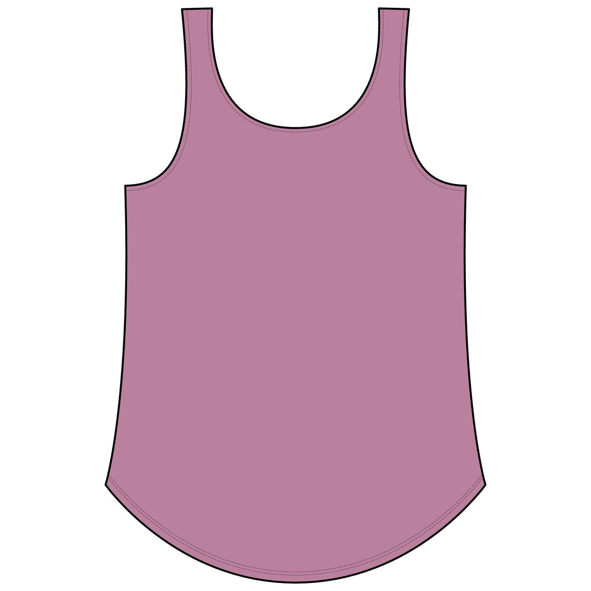 PURETE women's mauve festival tank top with a scoop neckline and a curved hem in a soft polyester cotton blend.