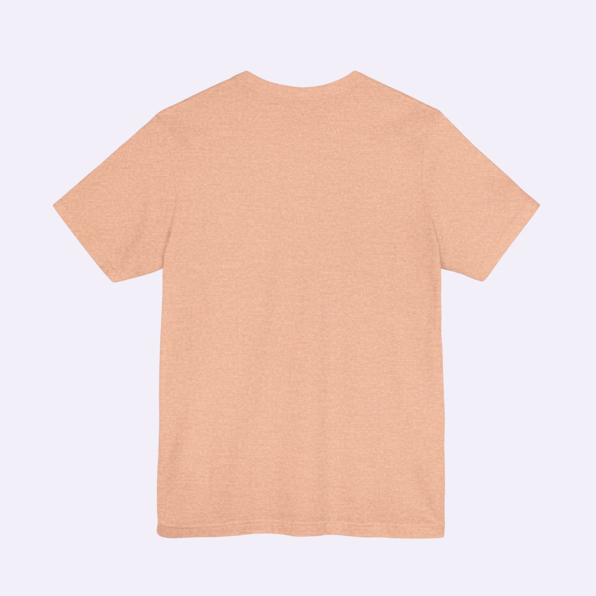 Back view of a PURETE unisex jersey short sleeve t-shirt in a soft peach heather cotton fabric.