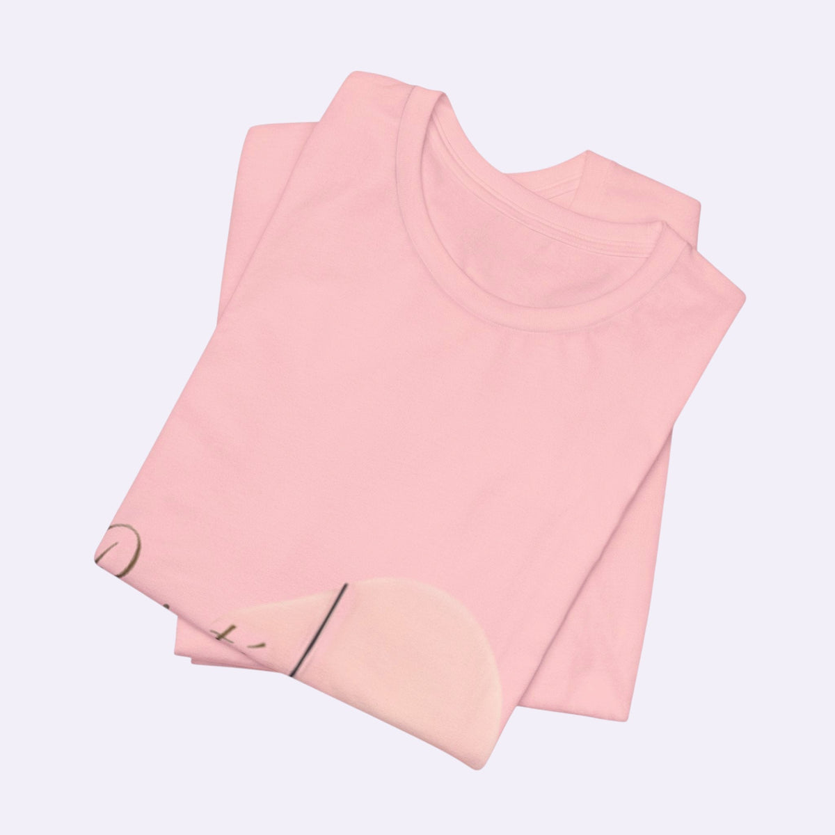 PURETE unisex jersey short sleeve t-shirt in soft pastel pink cotton, folded neatly with a classic crew neckline.