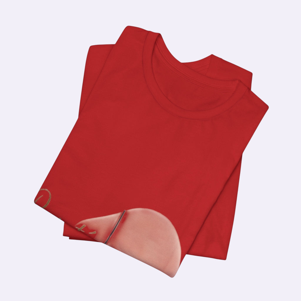 PURETE red unisex jersey short sleeve crew neck t-shirt folded neatly on a light background