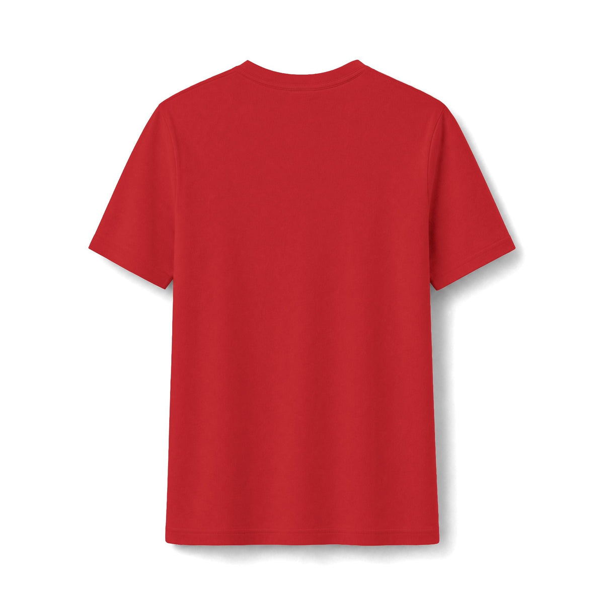 Back view of a plain red PURETE women's slim-fit cotton-blend t-shirt with a clean, solid-colored design.