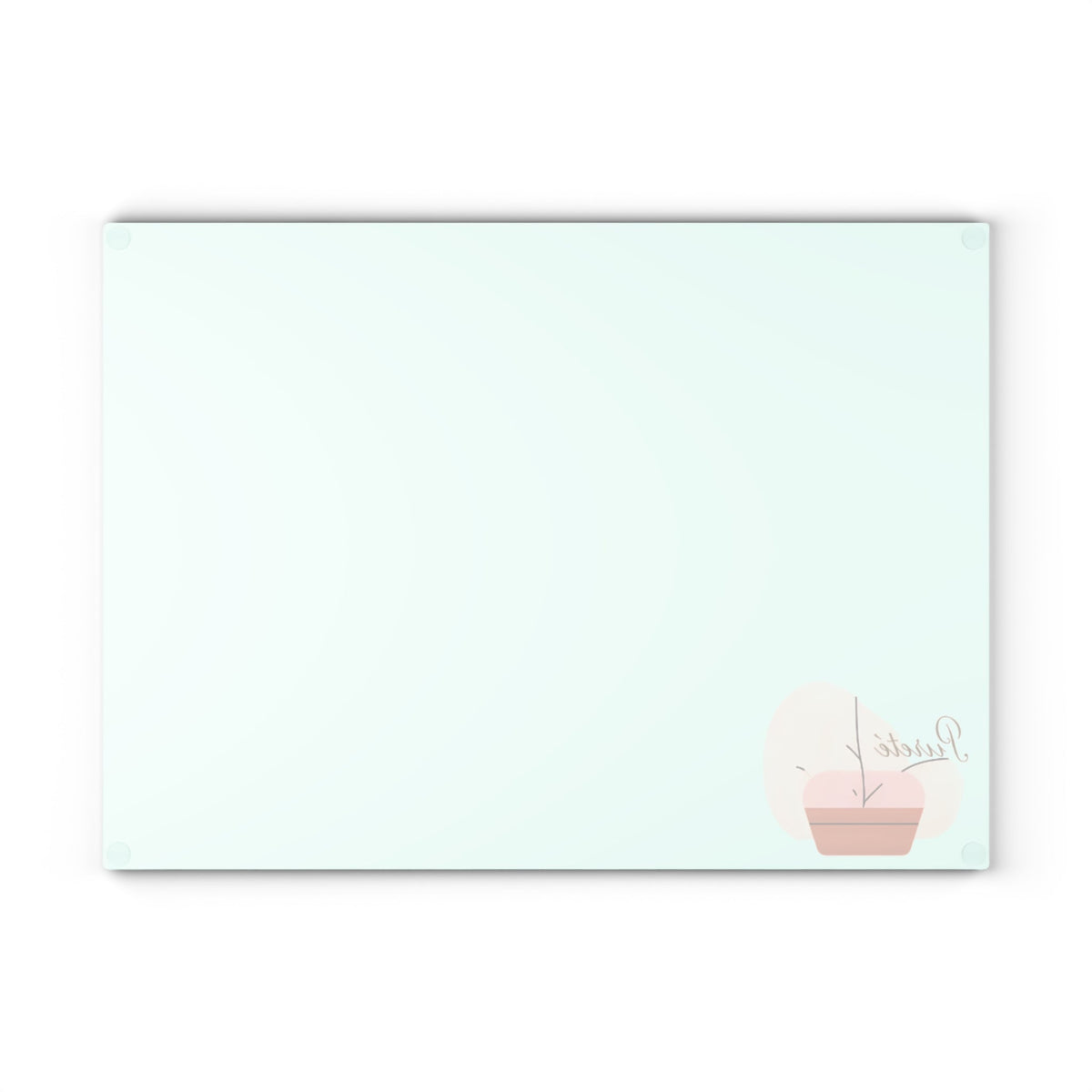 PURETE tempered glass cutting board with a textured surface and rubber stability dots for kitchen food preparation.