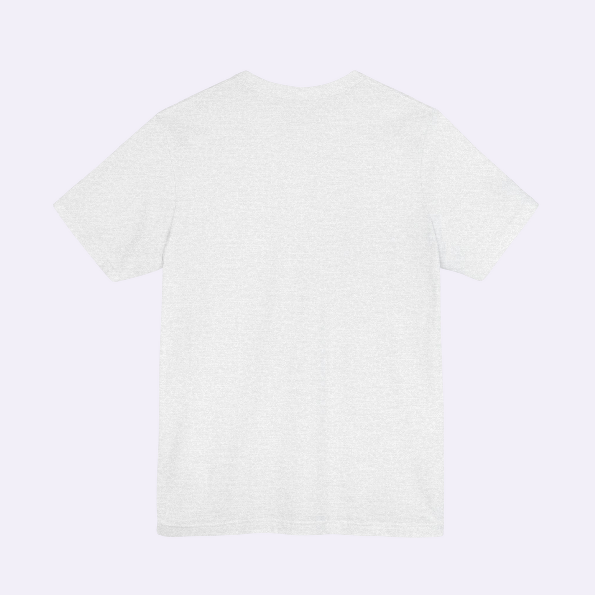 Back view of a PURETE unisex jersey short sleeve t-shirt in light grey heather cotton fabric.