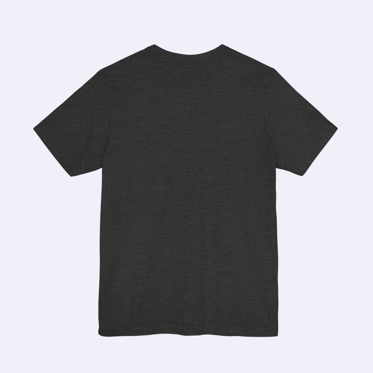 PURETE unisex jersey short sleeve crew neck t-shirt in dark grey heather, shown from the back.