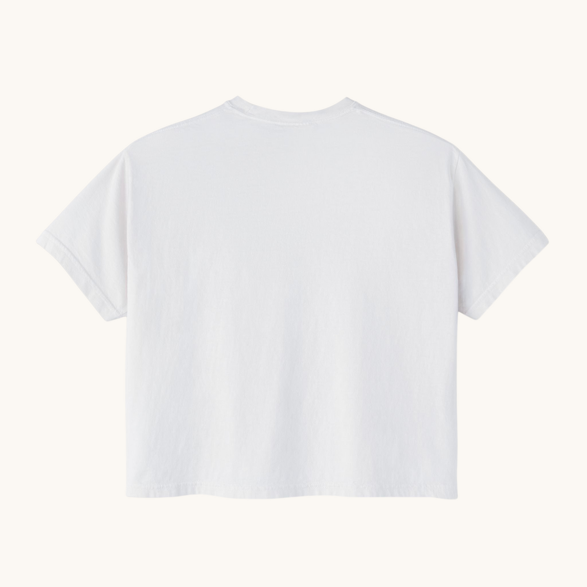 PURETE women's white boxy oversized t-shirt in 100% ring-spun cotton, back view of a casual cropped tee.