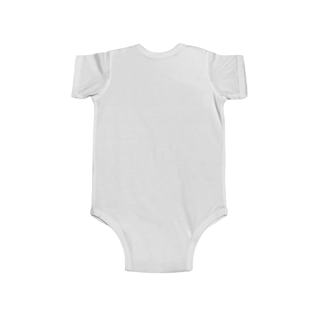 PURETE white infant bodysuit in soft combed cotton with an envelope neckline and snap closure
