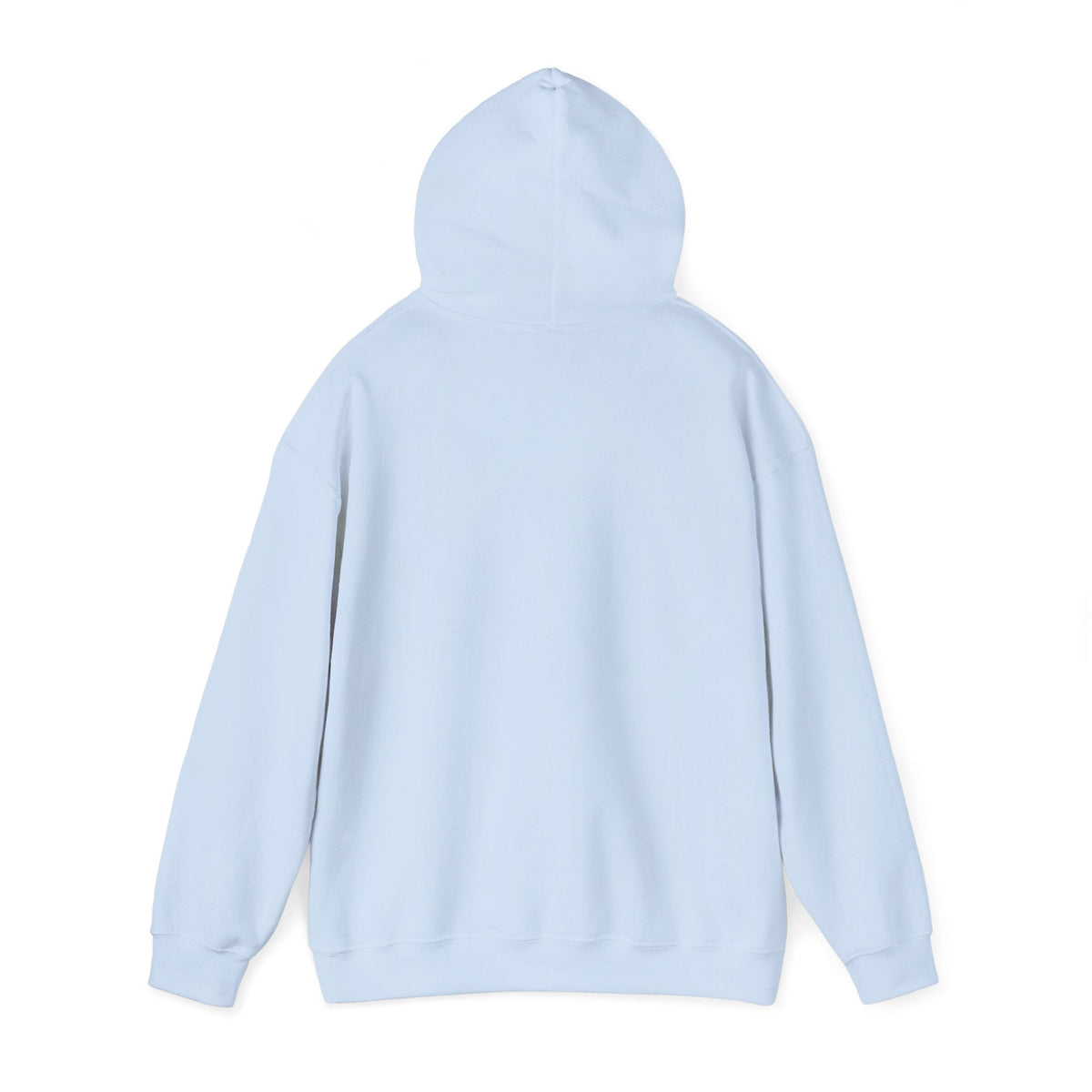 Back view of a PURETE classic white hoodie made from a soft cotton-polyester blend with a double-lined hood.