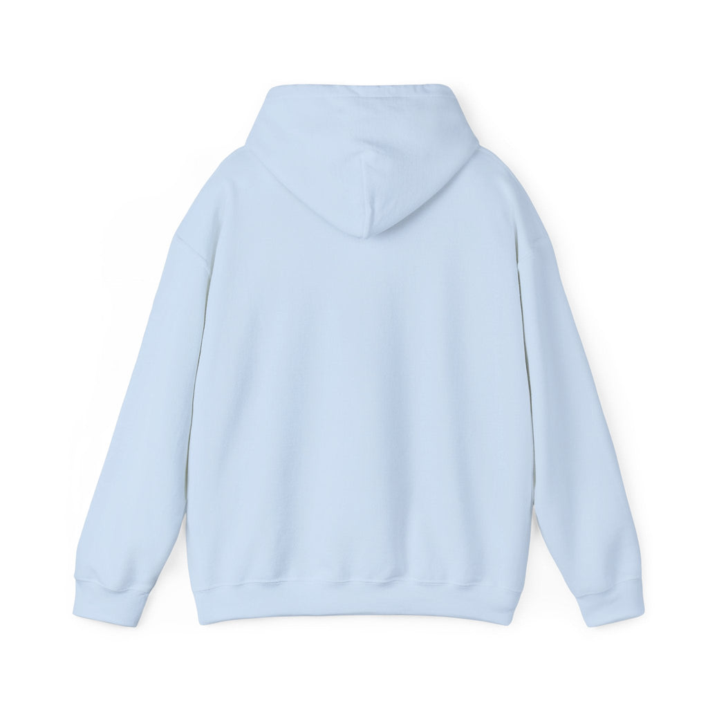 Back view of a PURETE classic white hoodie made from soft cotton-polyester blend with a double-lined hood.