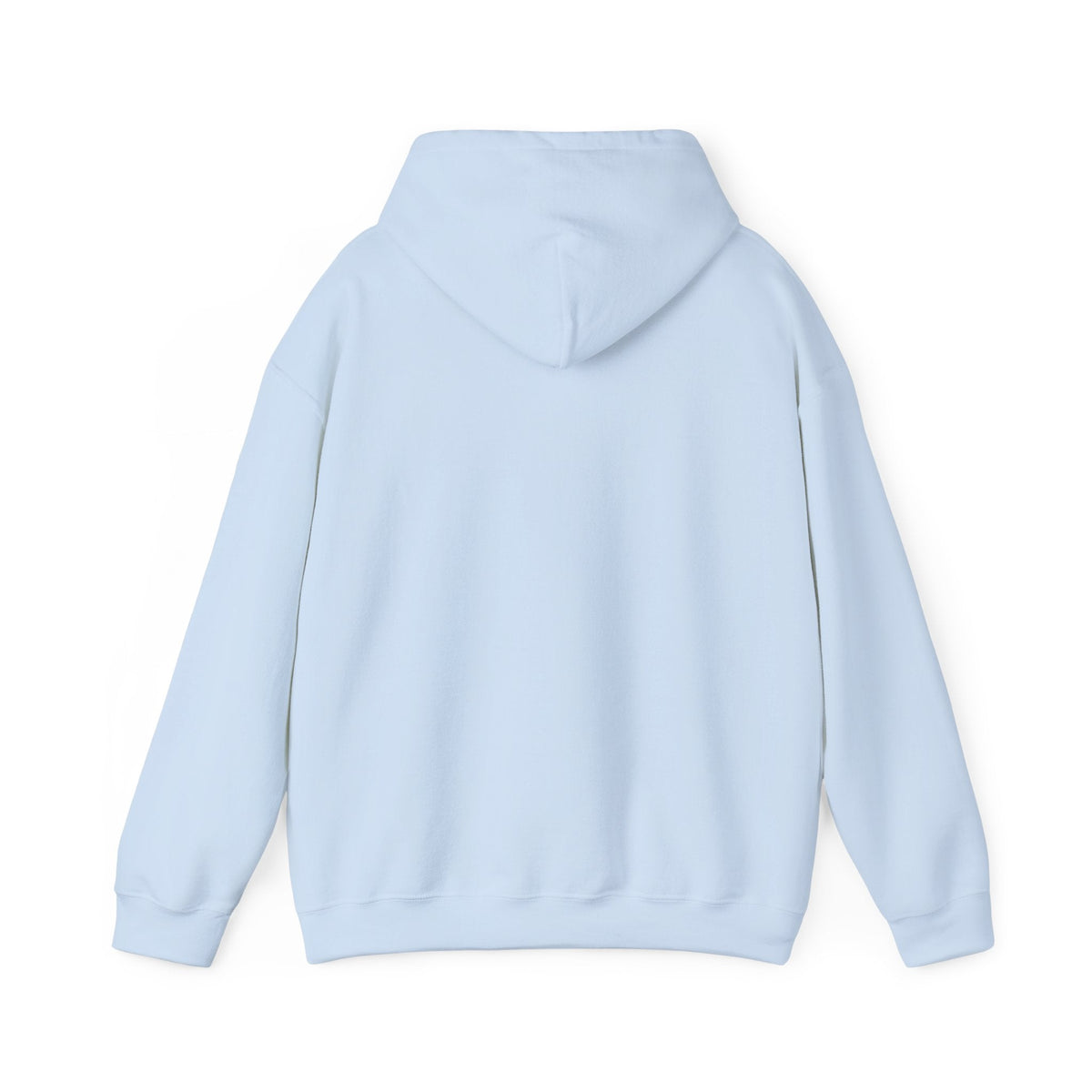 Back view of a PURETE classic white hoodie made from soft cotton-polyester blend with a double-lined hood.
