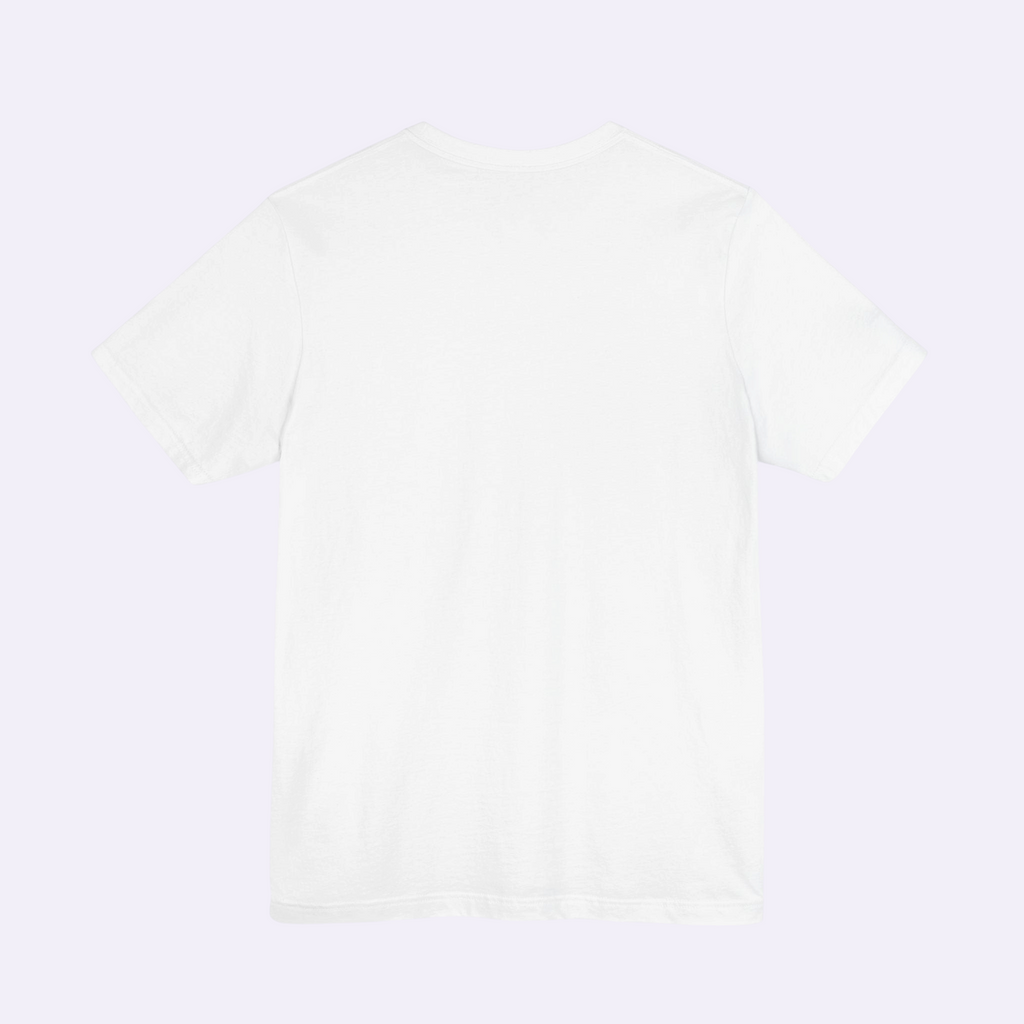 Back view of a plain white PURETE unisex jersey short sleeve t-shirt made from soft cotton.