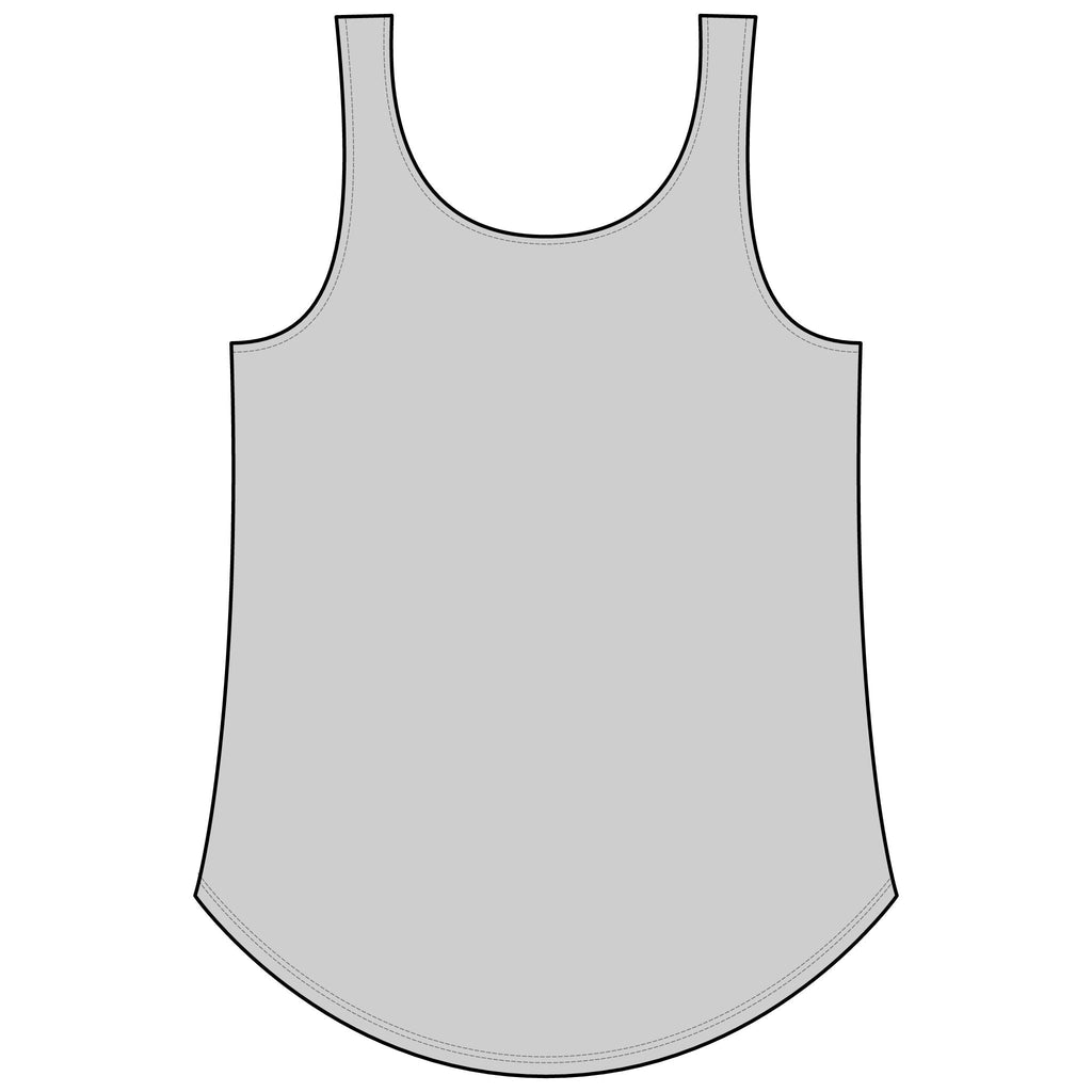 PURETE Women's Festival Tank in light grey featuring a scoop neckline, hemmed armholes, and a curved feminine hem.
