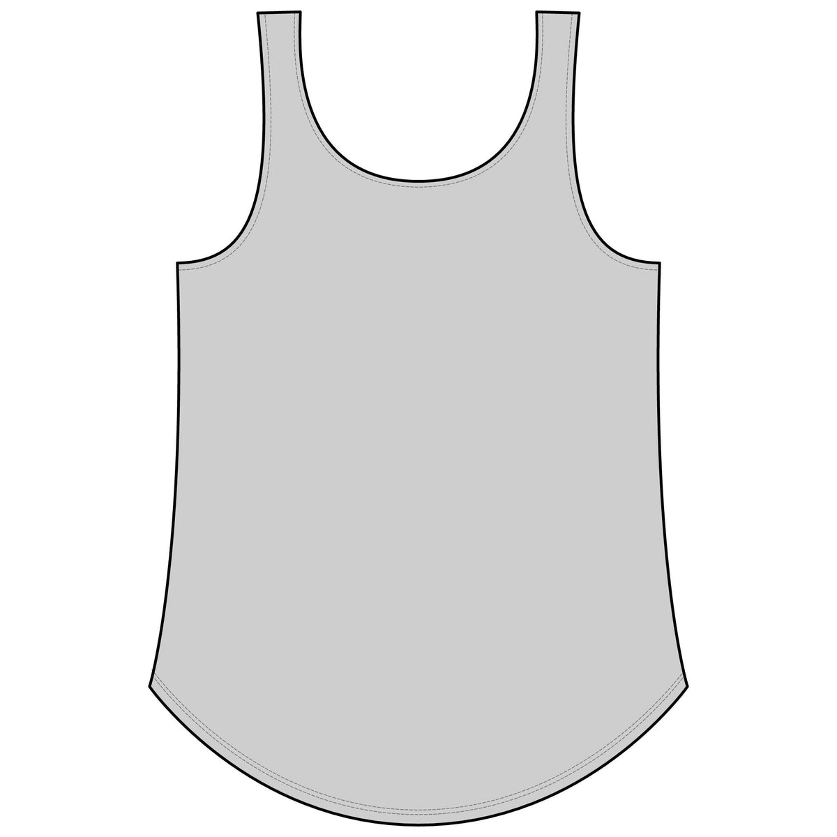 PURETE Women's Festival Tank in light grey featuring a scoop neckline, hemmed armholes, and a curved feminine hem.