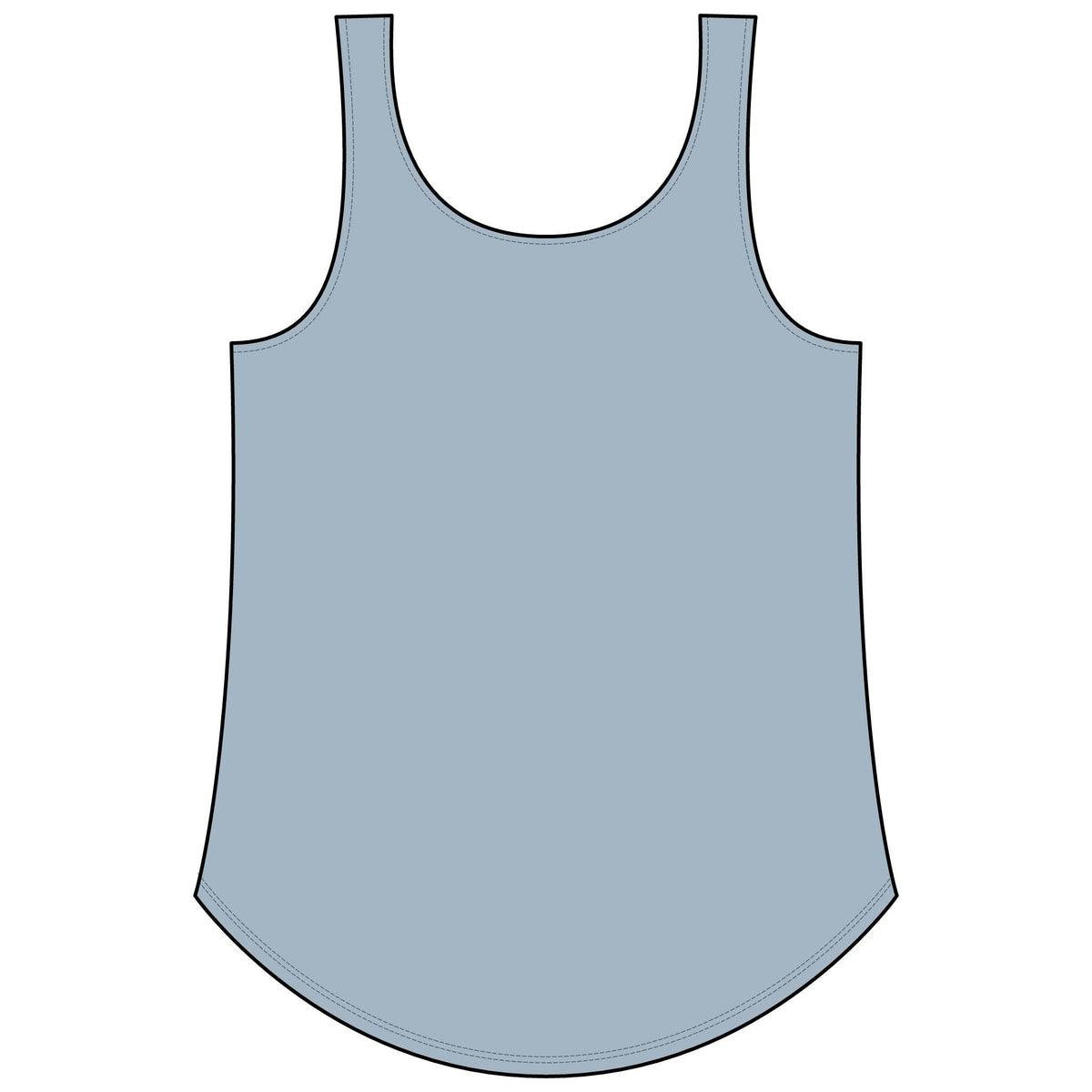 PURETE Women's Festival Tank in light blue with a scoop neckline and a flattering curved hem.