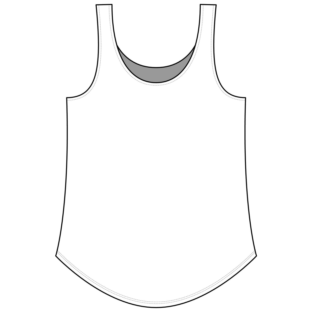 PURETE women's white festival tank top with a scoop neckline and curved hem in a lightweight polyester cotton blend.