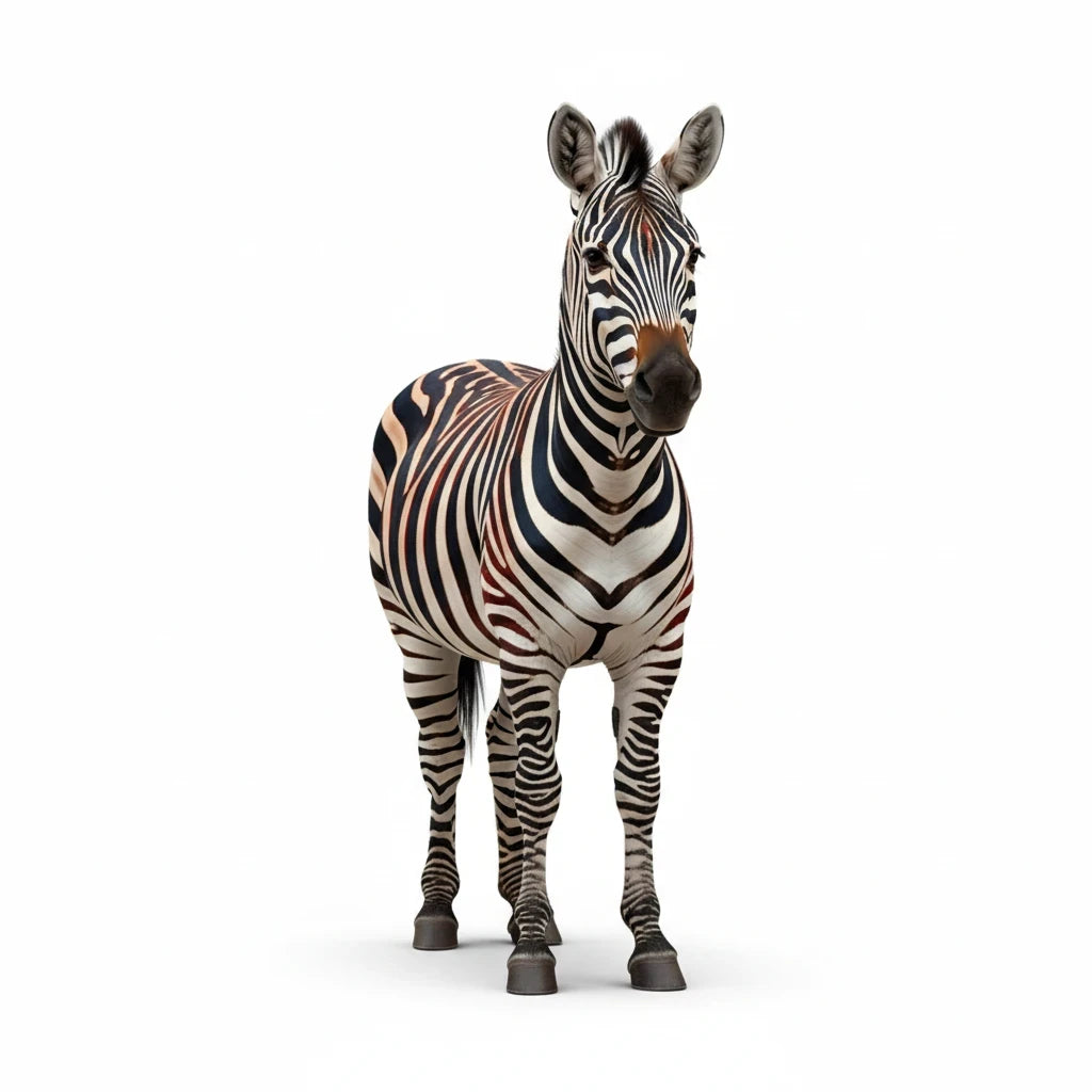 PURETE hardcover journal featuring a full wraparound print of a standing zebra on a clean white background